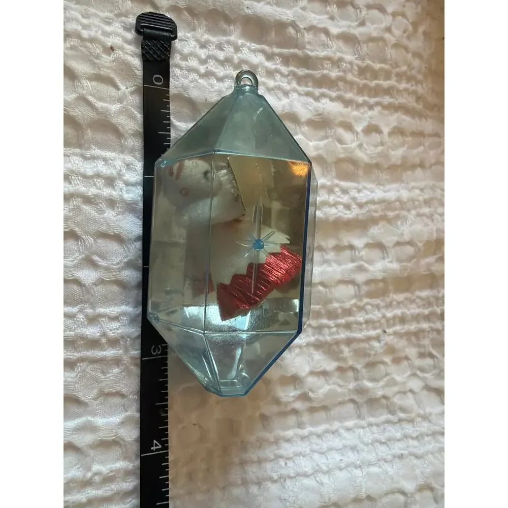 Vintage JewelBrite Teddy Bear Jewel Christmas Ornament Plastic Diorama Decor